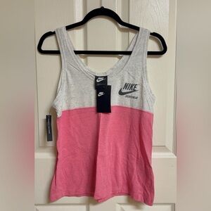 Nike Women's Two-Tone Pink and White Tank Top